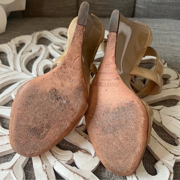 Jimmy Choo Patent Leather Wedge Heel Sandals Shoes Women’s 36 US 6 - Picture 3 of 8